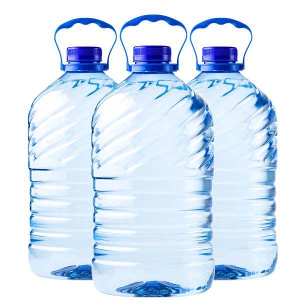 big bottle transparent plastic, clipping path, disposable container on white background isolated, Five liters, 5