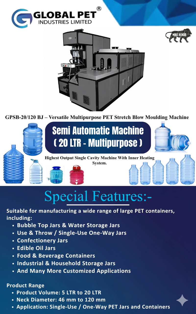 Global PET GPSB-20/120 BJ Multipurpose Stretch Blow Moulding Machine